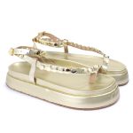 Sandalia Papete Sola Alta Rebeca Dourada