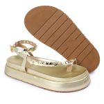 Sandalia Papete Sola Alta Rebeca Dourada