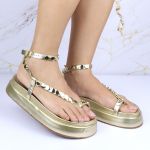 Sandalia Papete Sola Alta Rebeca Dourada