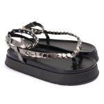 Sandalia Papete Sola Alta Rebeca Prata Velho