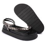 Sandalia Papete Sola Alta Rebeca Prata Velho