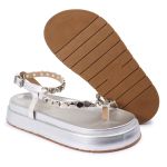 Sandalia Papete Sola Alta Rebeca Prata