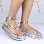 Sandalia Papete Sola Alta Rebeca Prata