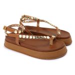 Sandalia Papete Sola Alta Rebeca Caramelo