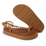 Sandalia Papete Sola Alta Rebeca Caramelo