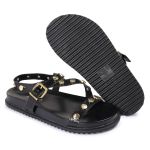 Sandalia Papete Sola Baixa Mariana Preto Verniz