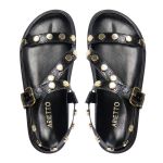 Sandalia Papete Sola Baixa Mariana Preto Verniz