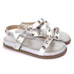 Sandalia Papete Sola Baixa Mariana Prata