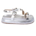 Sandalia Papete Sola Alta Mariana Prata