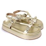 Sandalia Papete Sola Alta Mariana Dourada