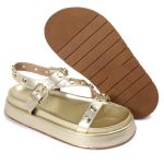 Sandalia Papete Sola Alta Mariana Dourada