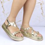 Sandalia Papete Sola Alta Mariana Dourada