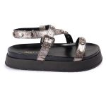 Sandalia Papete Sola Alta Mariana Prata Velho