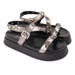 Sandalia Papete Sola Alta Mariana Prata Velho