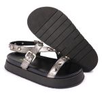 Sandalia Papete Sola Alta Mariana Prata Velho