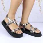 Sandalia Papete Sola Alta Mariana Prata Velho