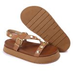 Sandalia Papete Sola Alta Mariana Caramelo