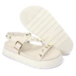 Sandalia Papete Sola Alta Mariana Off White