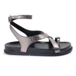 Sandalia Papete Sola Baixa Erika Prata Velho