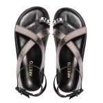 Sandalia Papete Sola Baixa Erika Prata Velho