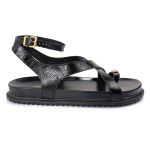 Sandalia Papete Sola Baixa Erika Preto Verniz