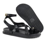 Sandalia Papete Sola Baixa Erika Preto Verniz