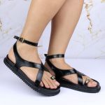 Sandalia Papete Sola Baixa Erika Preto Verniz