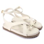 Sandalia Papete Sola Baixa Erika Off White