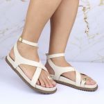 Sandalia Papete Sola Baixa Erika Off White