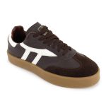 Tênis Liz em Couro e Camurça Café com Branco