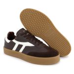 Tênis Liz em Couro e Camurça Café com Branco