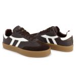 Tênis Liz em Couro e Camurça Café com Branco