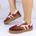 Tênis Liz em Couro e Camurça Bordô