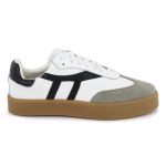 Tênis Liz em Couro e Camurça Branco com Preto