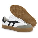 Tênis Liz em Couro e Camurça Branco com Preto