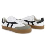 Tênis Liz em Couro e Camurça Branco com Preto