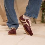 Tênis Lia em Couro e Camurça Bordô