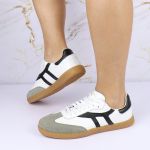 Tênis Lia em Couro e Camurça Branco com Preto