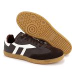 Tênis Lia em Couro e Camurça Café com Branco