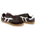 Tênis Lia em Couro e Camurça Café com Branco