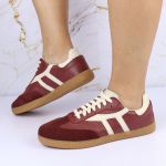 Tênis Lia em Couro e Camurça Bordô