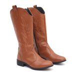Bota Feminina Texana Cano Longo Bico Redondo Caramelo