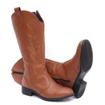 Bota Feminina Texana Cano Longo Bico Redondo Caramelo