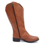 Bota Feminina Texana Cano Longo Bico Redondo Caramelo