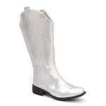 Bota Feminina Texana Cano Longo Bico Redondo Prata