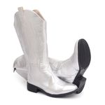Bota Feminina Texana Cano Longo Bico Redondo Prata