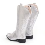 Bota Feminina Texana Cano Longo Bico Redondo Prata