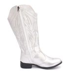 Bota Feminina Texana Cano Longo Bico Redondo Prata
