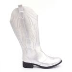 Bota Feminina Texana Cano Longo Bico Redondo Prata