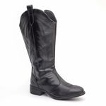 Bota Feminina Texana Cano Longo Bico Redondo Preta